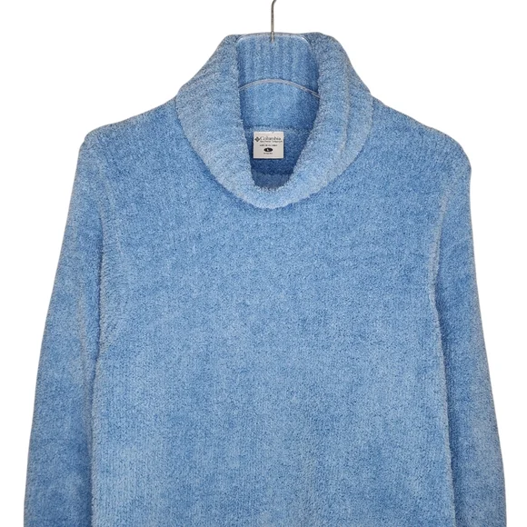 Columbia Vintage Women's Plush Fleece Turtleneck Sweater Dusty Blue Size Large - Picture 2 of 8